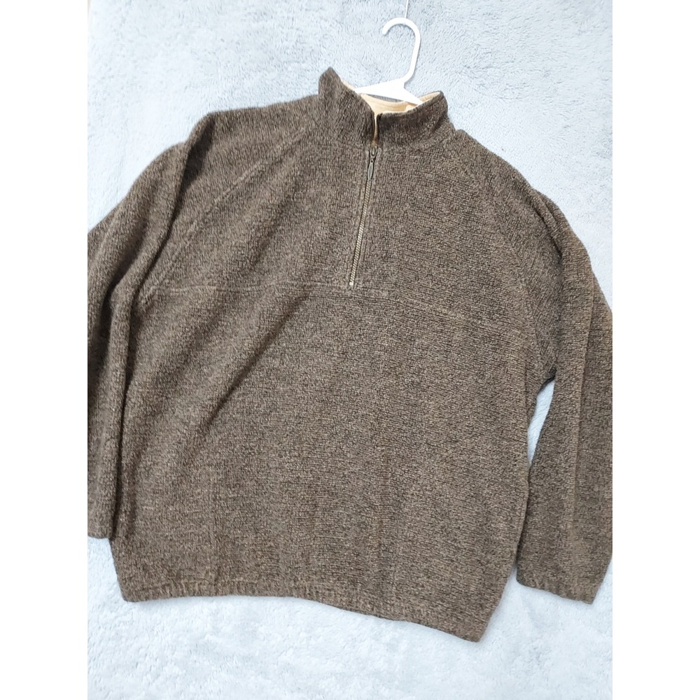 Vintage Straight Down Pullover Mens XL Quarter Zip Fleece Brown Made USA Golf